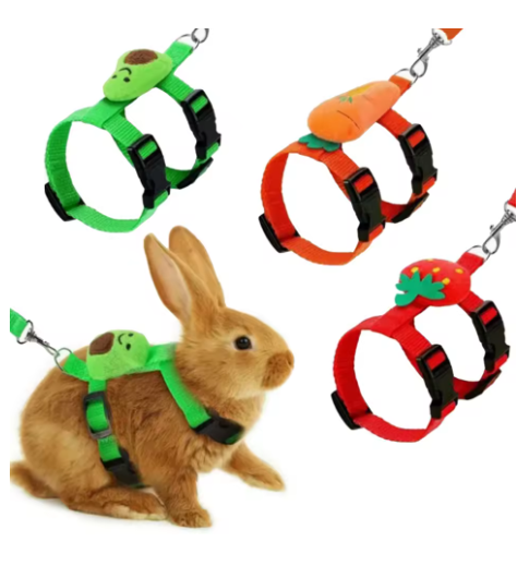 Rabbit cat harness and leash set with adjustable pet leash suitable for outdoor walks with small animals such as ferrets, piglets, hedgehogs