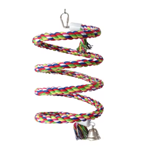 Birds use spiral ropes to perch, kapok ropes with bells, cages, hanging swings, parrots, bungee jumping toys for chewing and climbing