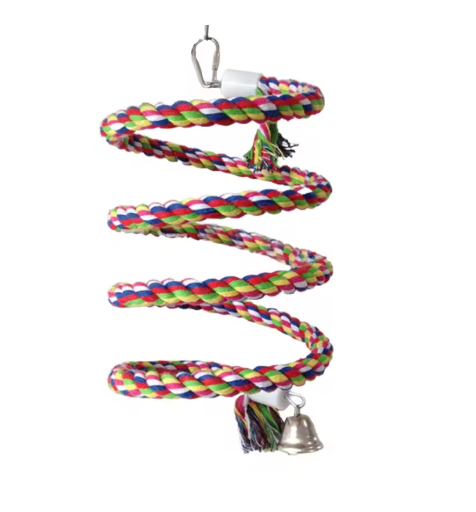 Birds use spiral ropes to perch, kapok ropes with bells, cages, hanging swings, parrots, bungee jumping toys for chewing and climbing