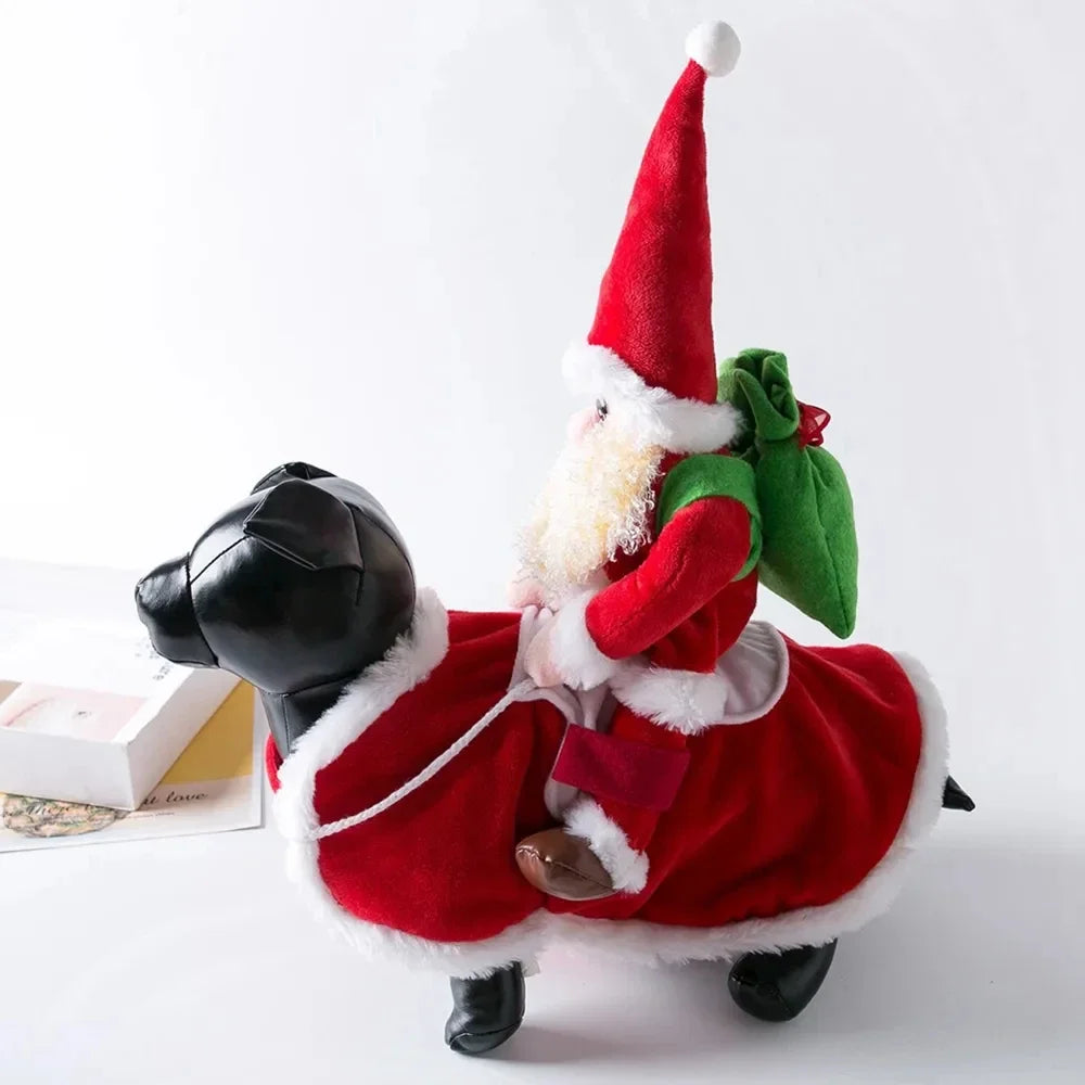 Christmas Dog Costume Funny Christmas Santa Claus Riding on Dogs Pet Cat Holiday Costume Halloween Dress up Christmas