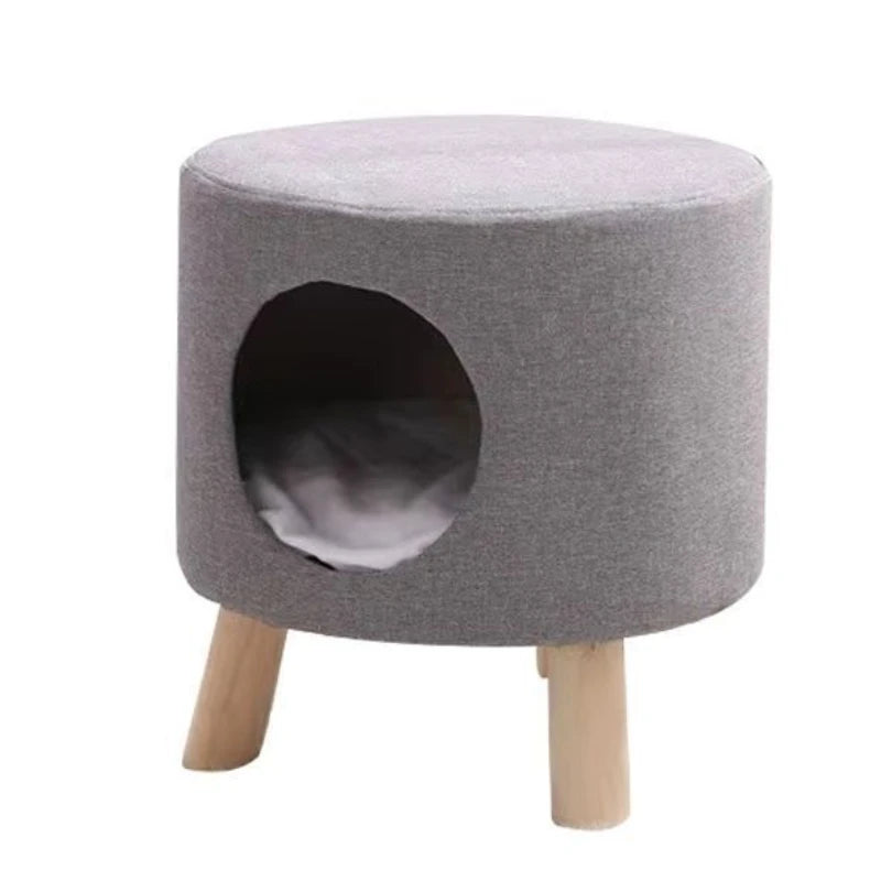 Multi functional cat bed, fully enclosed, all season universal cat house, cat stool, solid wood small dog house, cat nest