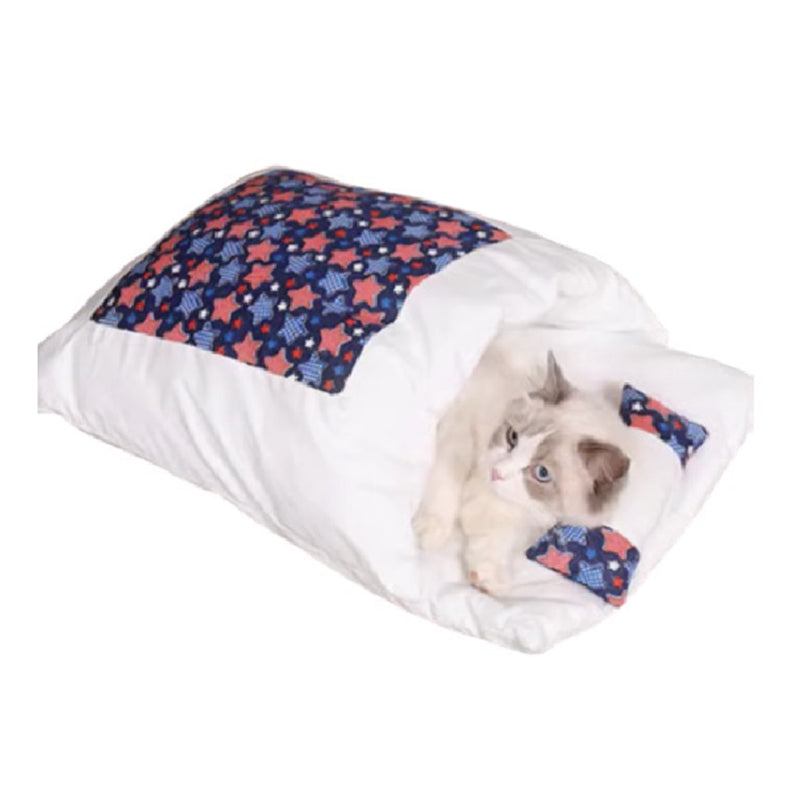Pet bed detachable warm pet sleeping bag deep sleep pet dog bed house semi enclosed warm cat bed pad+pillow size S durable