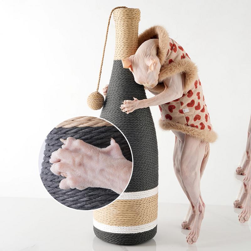 Cat scratching board with vertical scratching board and interactive ball bottle design, heavy-duty entertainment toy suitable for playing and exercising