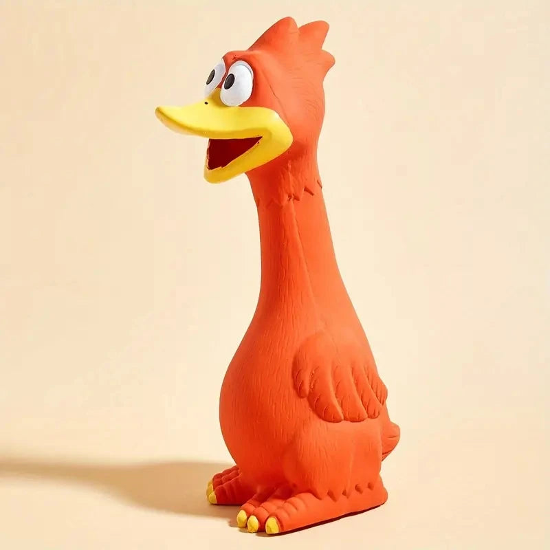 Large cartoon latex screaming chicken, duck, and dog chew toy - durable natural rubber structure that makes a squeaking sound when grinding teeth