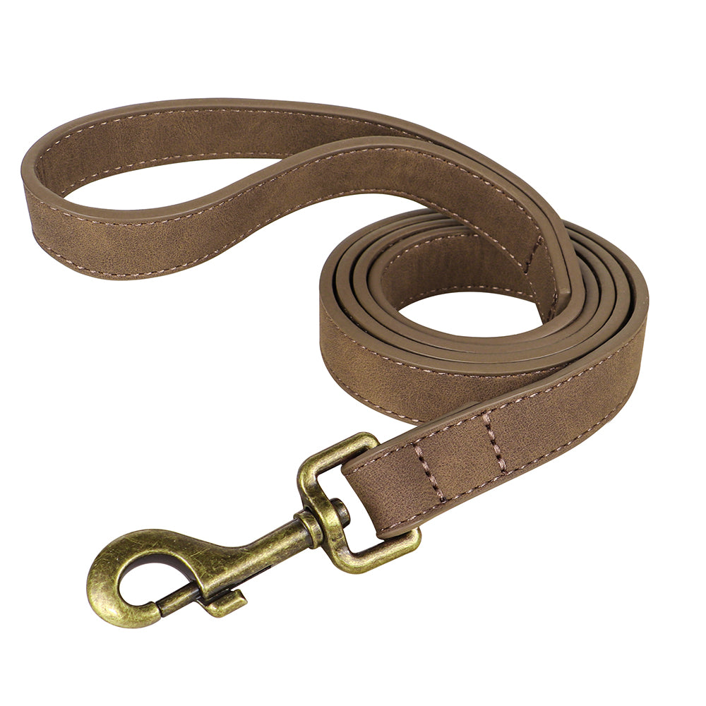 120cm PU leather dog leash with soft cushion handle for pet walking training. The leash is suitable for German Shepherd, Golden Retriever, medium to large dogs