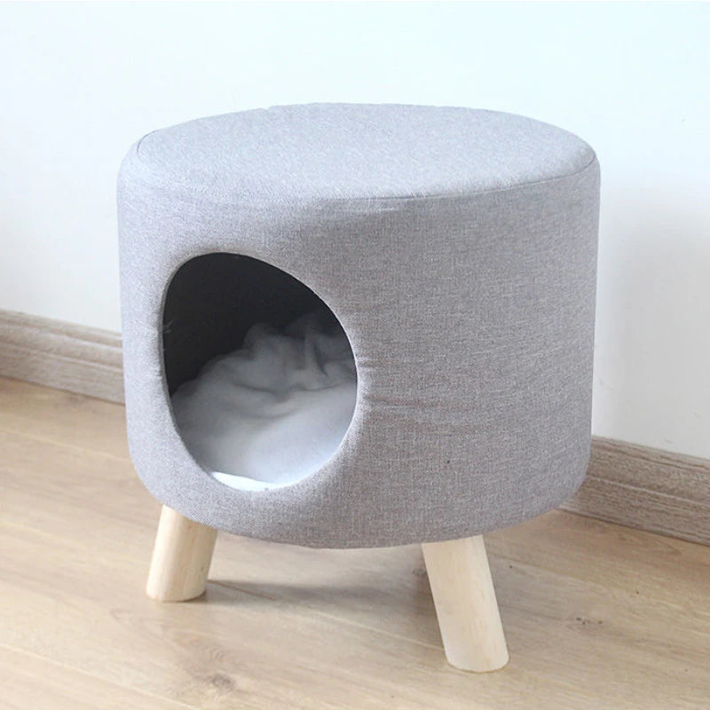 Multi functional cat bed, fully enclosed, all season universal cat house, cat stool, solid wood small dog house, cat nest