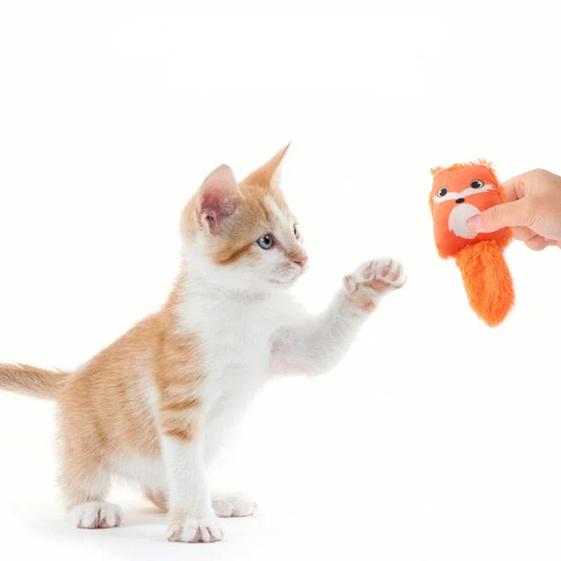 Cartoon fox shaped cat toy cute little raccoon squirrel gnawing toy creative cat mint cat pillow
