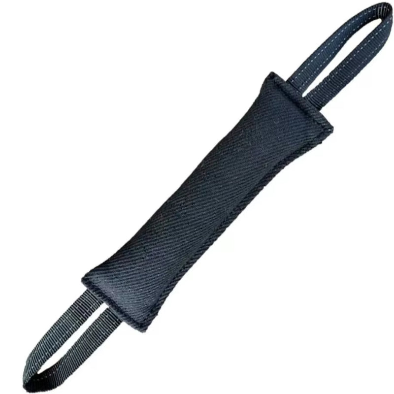 Dog tug of war toy jute bite pillow with 2 handles, reflective stripes, durable solid color training, interactive pulling and chewing bag, pet toy