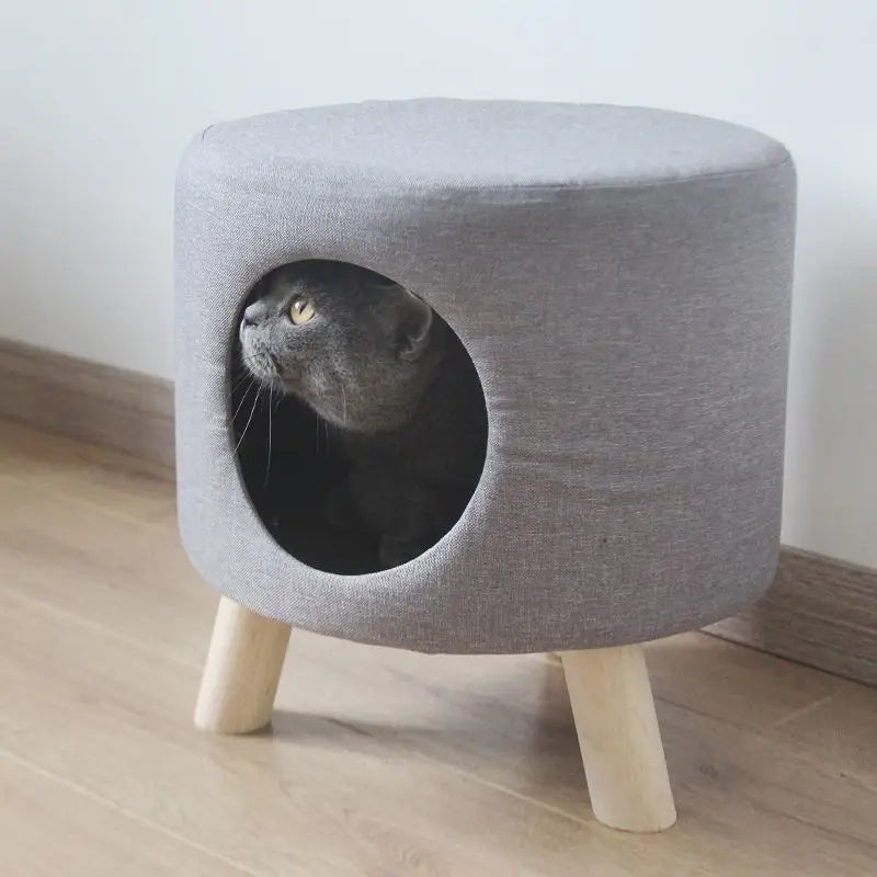 Multi functional cat bed, fully enclosed, all season universal cat house, cat stool, solid wood small dog house, cat nest