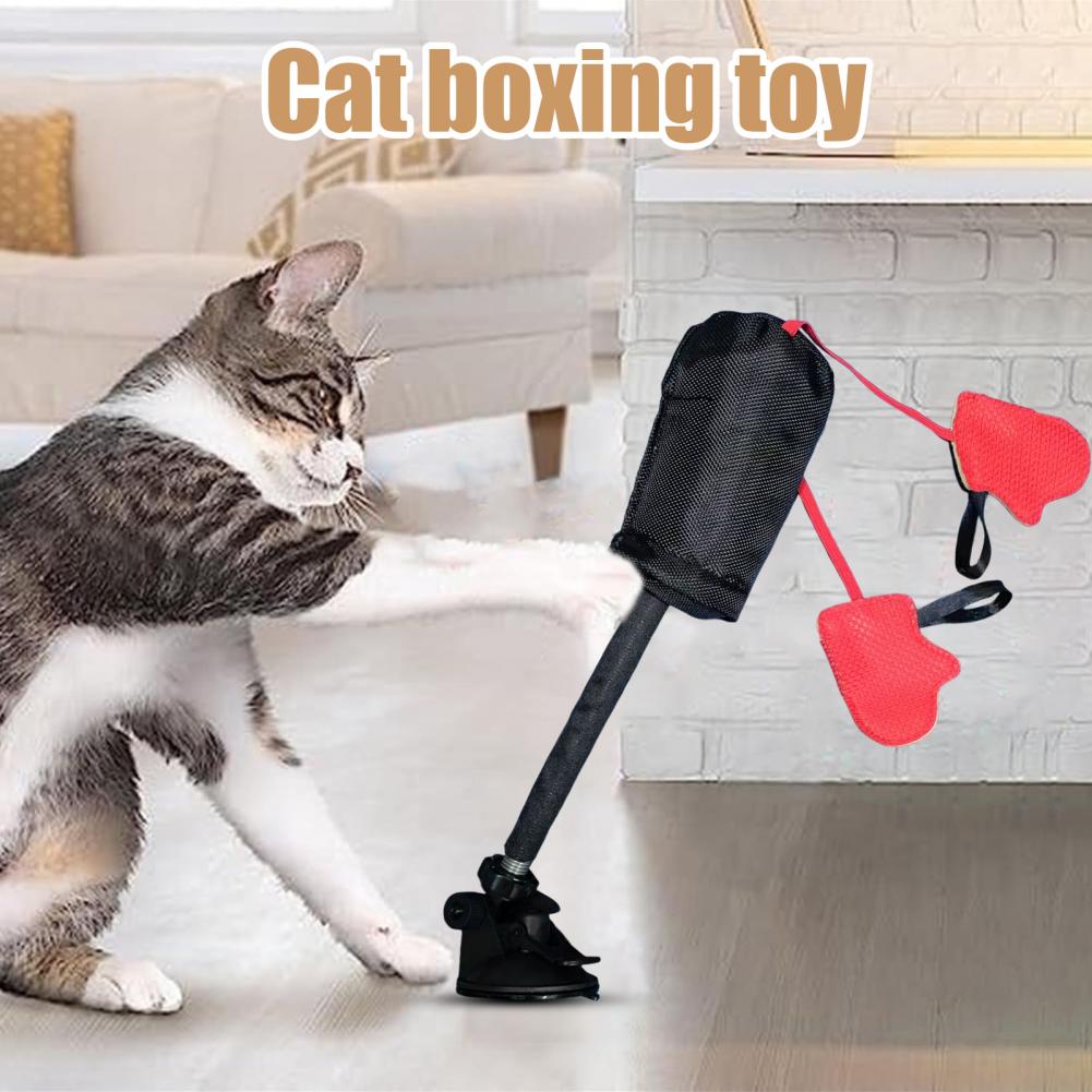 Cat Boxing Gloves Toy with Secure Suction Cup Spring Bouncing Action Cat Sandbag Toy Cat Sandbag Toy Cat Exercise Toy