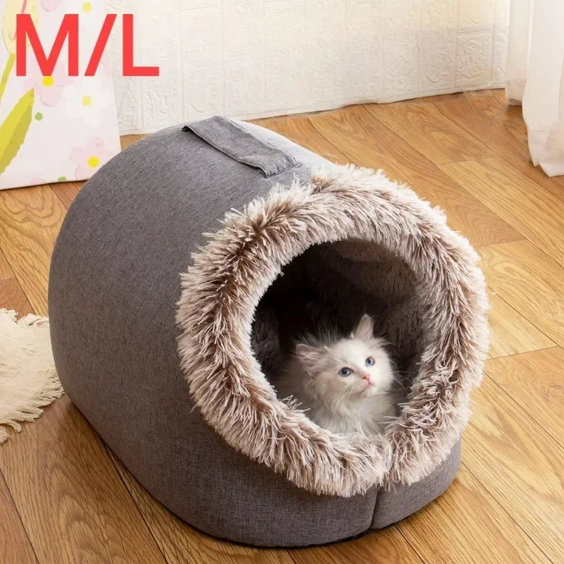 Pet house is suitable for small dog and cat bed houses, portable enclosed plush pet cat nests, warm and soft pet caves in winter, dog nests, deep sleeping sofas