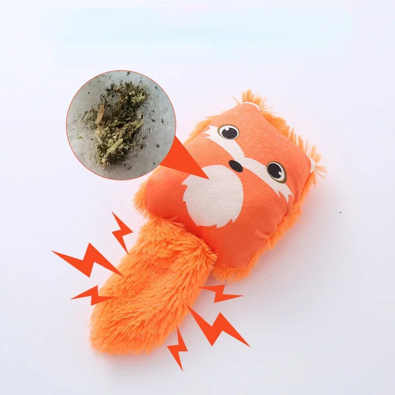 Cartoon fox shaped cat toy cute little raccoon squirrel gnawing toy creative cat mint cat pillow
