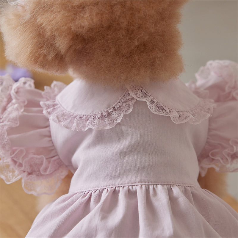 Suitable for small dogs, pink dog dresses, lace ruffled edges, doll collars, pet clothes, Chihuahua Yorkshire clothes, small dog clothes