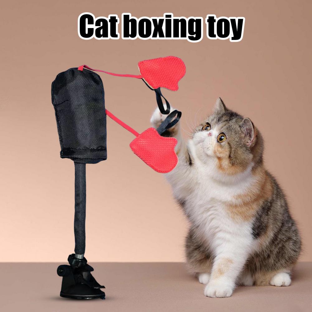 Cat Boxing Gloves Toy with Secure Suction Cup Spring Bouncing Action Cat Sandbag Toy Cat Sandbag Toy Cat Exercise Toy