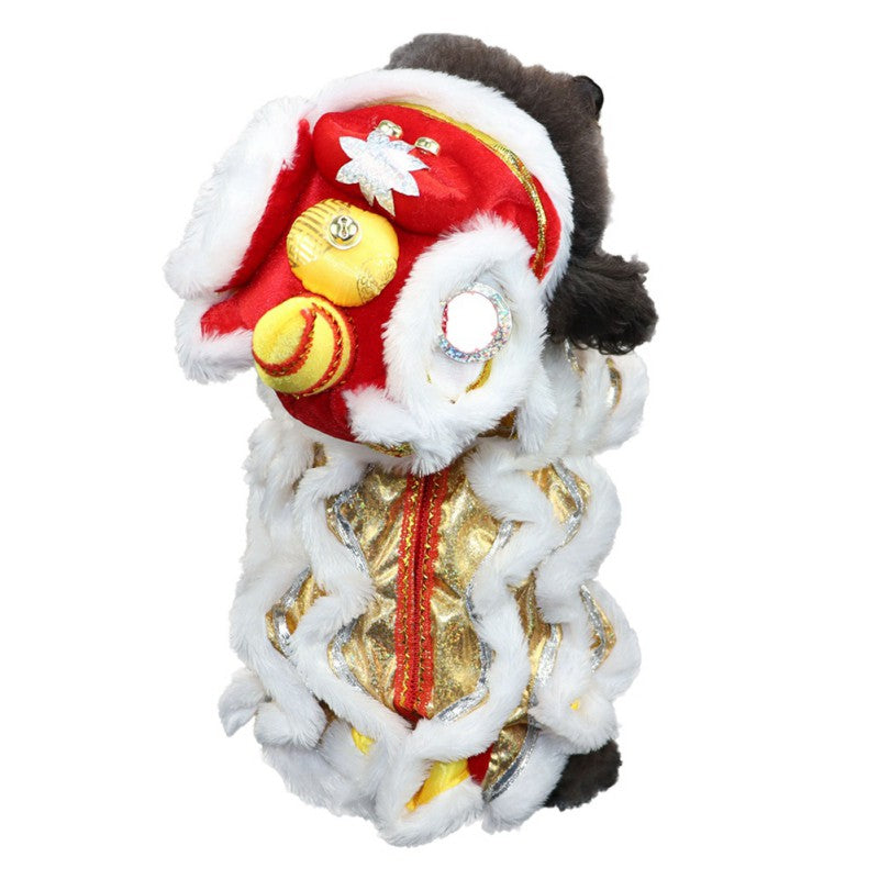 Spring Festival dog costume, lion dance costume, Chinese New Year role-playing, puppy, pet, Chihuahua, puppy