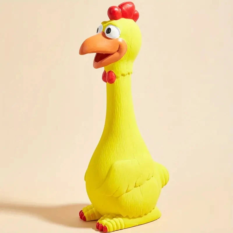 Large cartoon latex screaming chicken, duck, and dog chew toy - durable natural rubber structure that makes a squeaking sound when grinding teeth