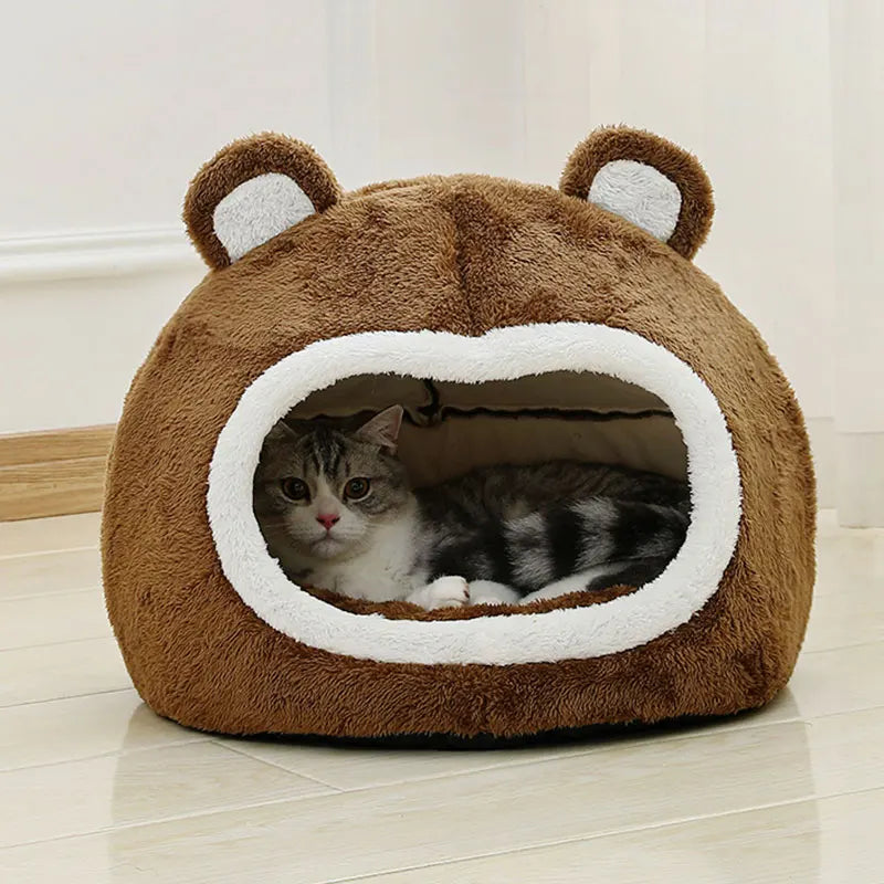 Fun cat bed, warm pet house, soft plush cat lounge chair mat, small dog tent, cave bed, comfortable cat house mat supplies