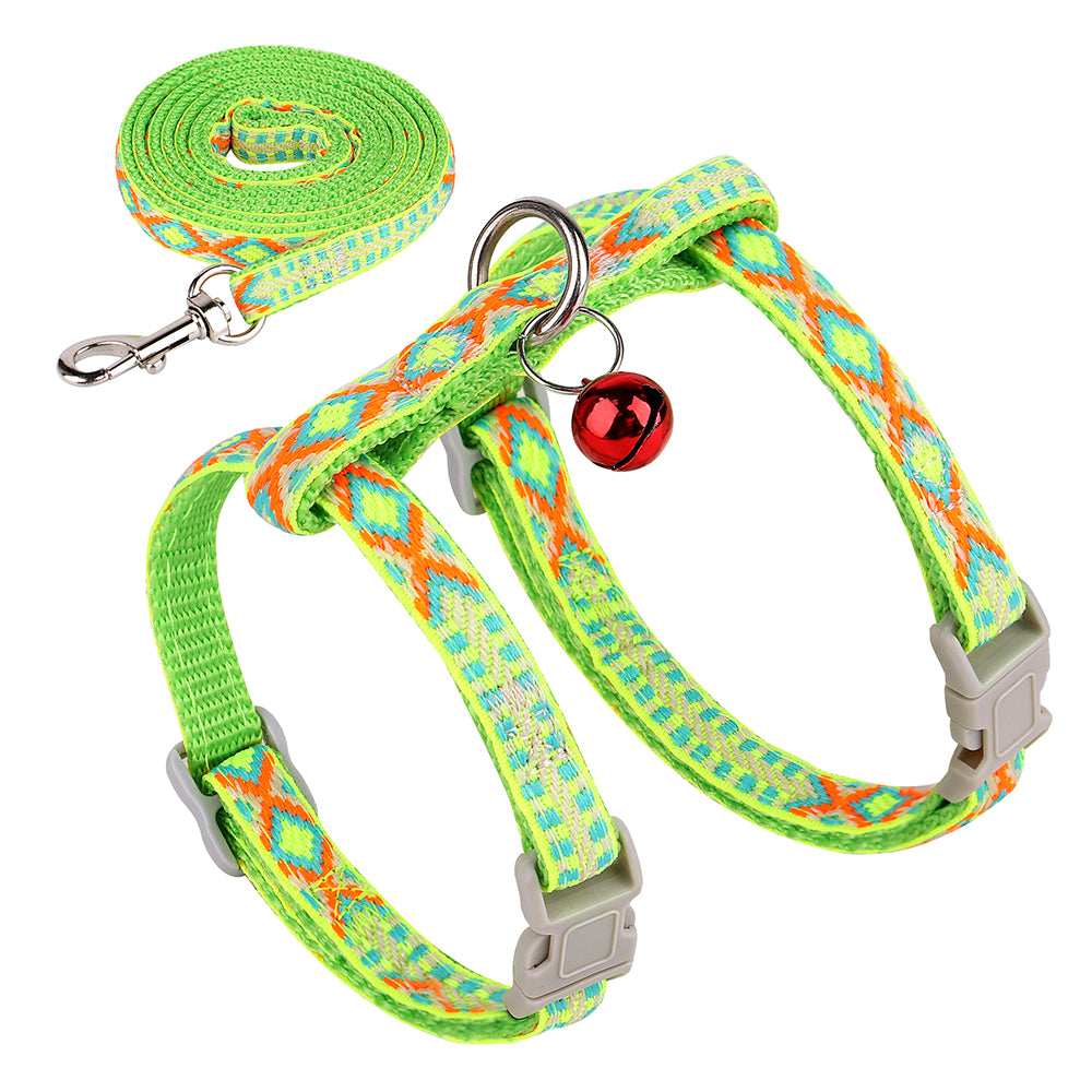 Nylon Cat Strap Pulling Rope Set Adjustable Small Dog Cat Strap Vest with Bell Soft Dog Cat Pet Pulling Rope Suitable for Chihuahua