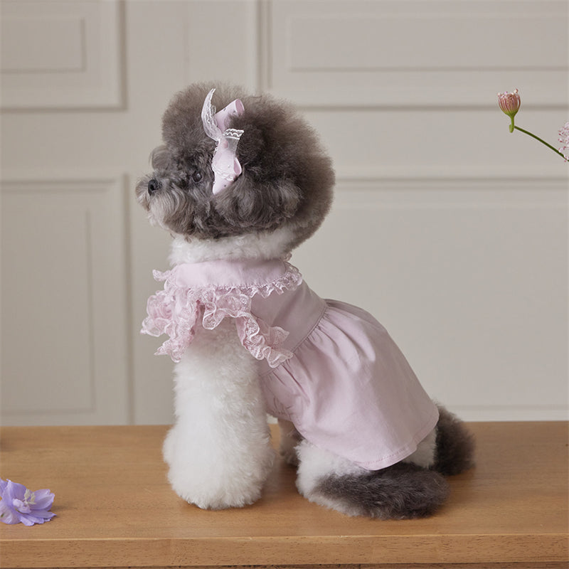 Suitable for small dogs, pink dog dresses, lace ruffled edges, doll collars, pet clothes, Chihuahua Yorkshire clothes, small dog clothes