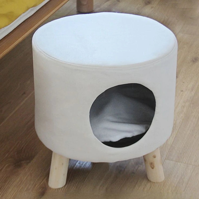 Multi functional cat bed, fully enclosed, all season universal cat house, cat stool, solid wood small dog house, cat nest
