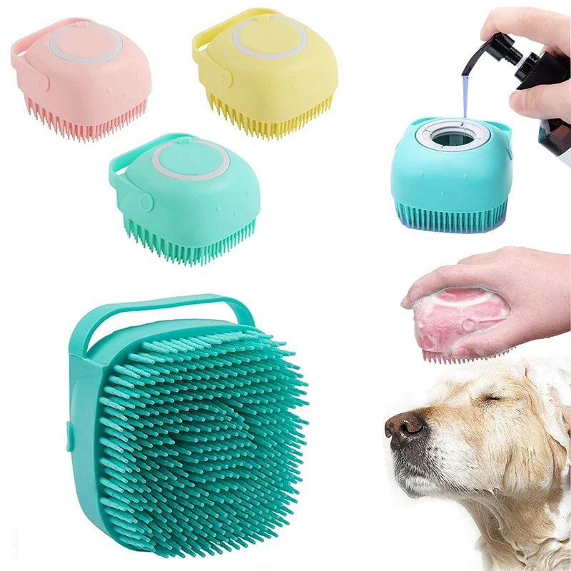 Silicone dog bath massage gloves brush pet cat bathroom cleaning tools comb brush dog can pour shampoo dog beauty products