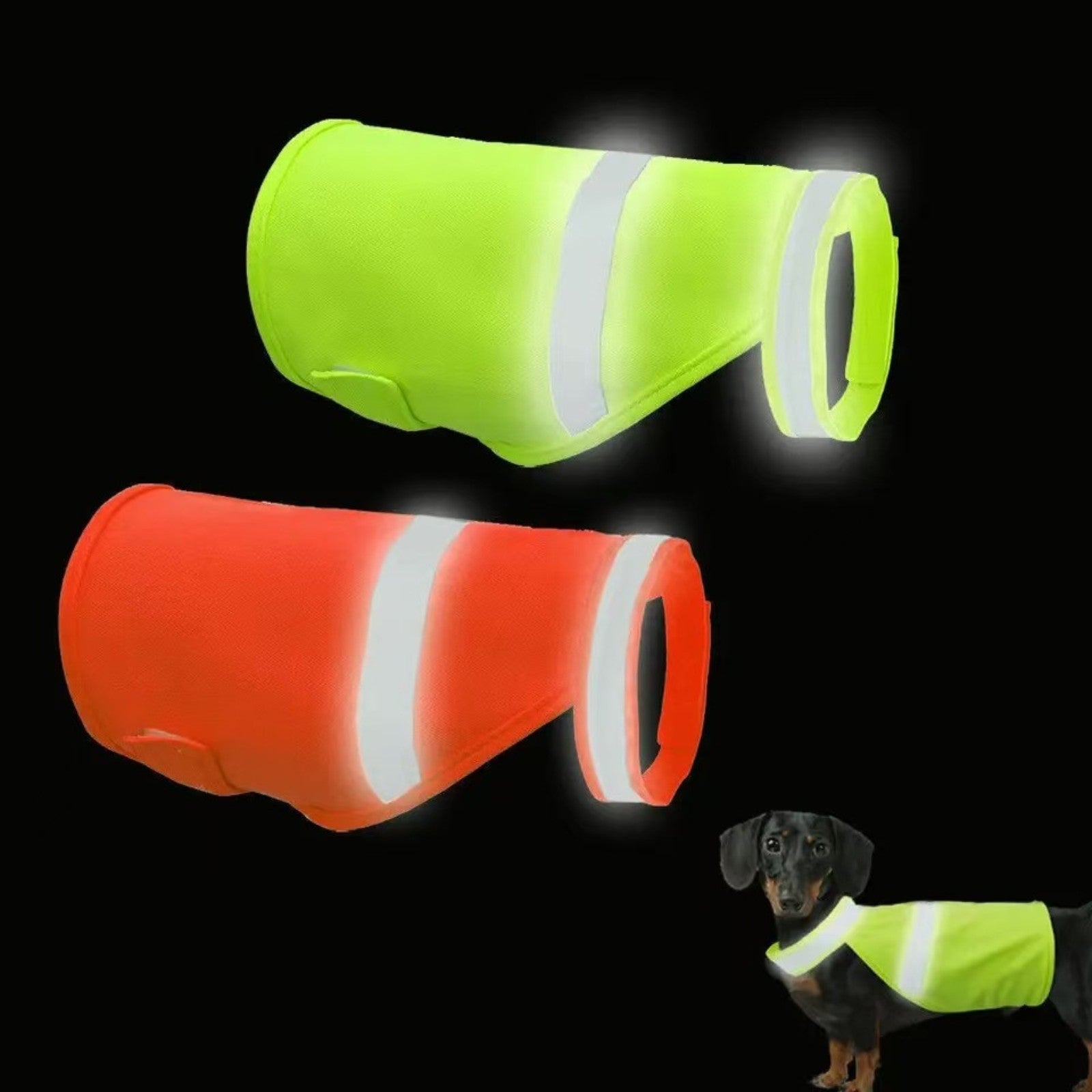 Reflective dog safety vest, breathable and adjustable visibility jacket, comfortable bright orange pet fluorescent clothing