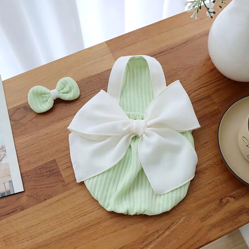 Small dog backless dress teddy bear Yorkshire pet puppy cat bow camisole dress outdoor puppy kitten pet spring and summer clothing