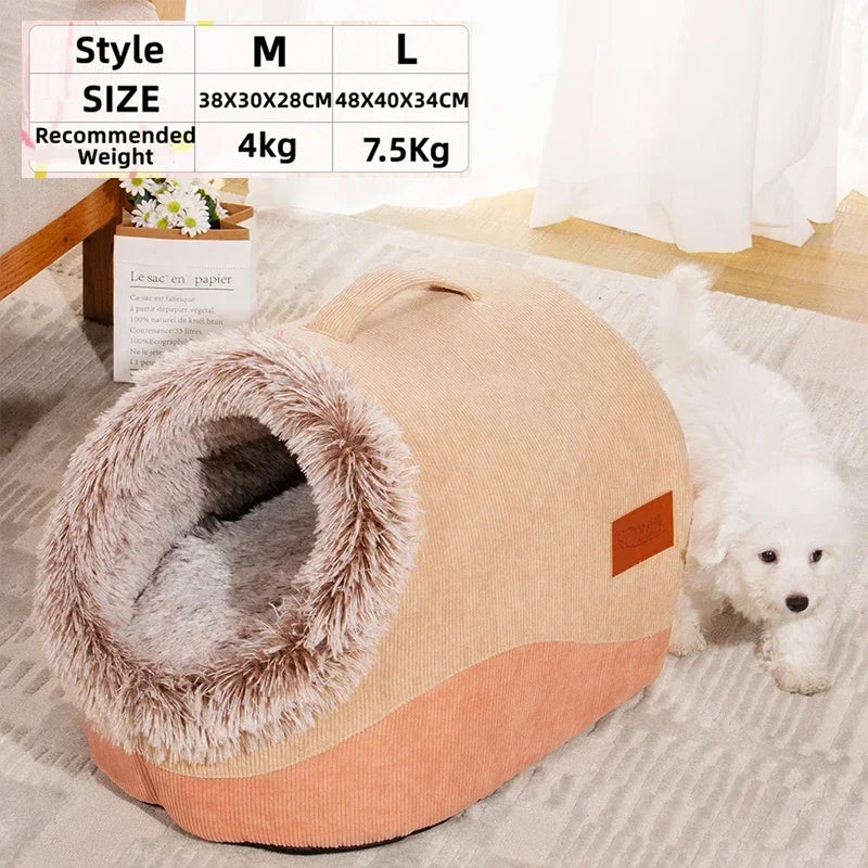 Pet house is suitable for small dog and cat bed houses, portable enclosed plush pet cat nests, warm and soft pet caves in winter, dog nests, deep sleeping sofas