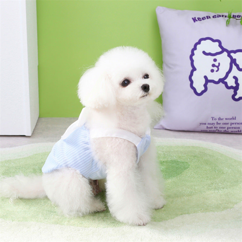 Small dog backless dress teddy bear Yorkshire pet puppy cat bow camisole dress outdoor puppy kitten pet spring and summer clothing