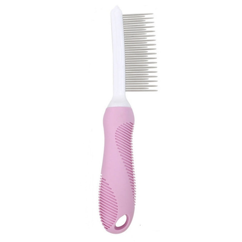 Poodle grooming pet comb with long and short stainless steel teeth, capable of removing tangles, knots, and tangles, suitable for grooming dogs and cats