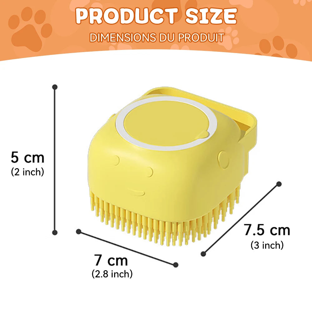 Dog bathing brush, pet massage brush, shampoo dispenser, soft silicone brush, rubber bristles suitable for dogs and cats, shower beauty tools