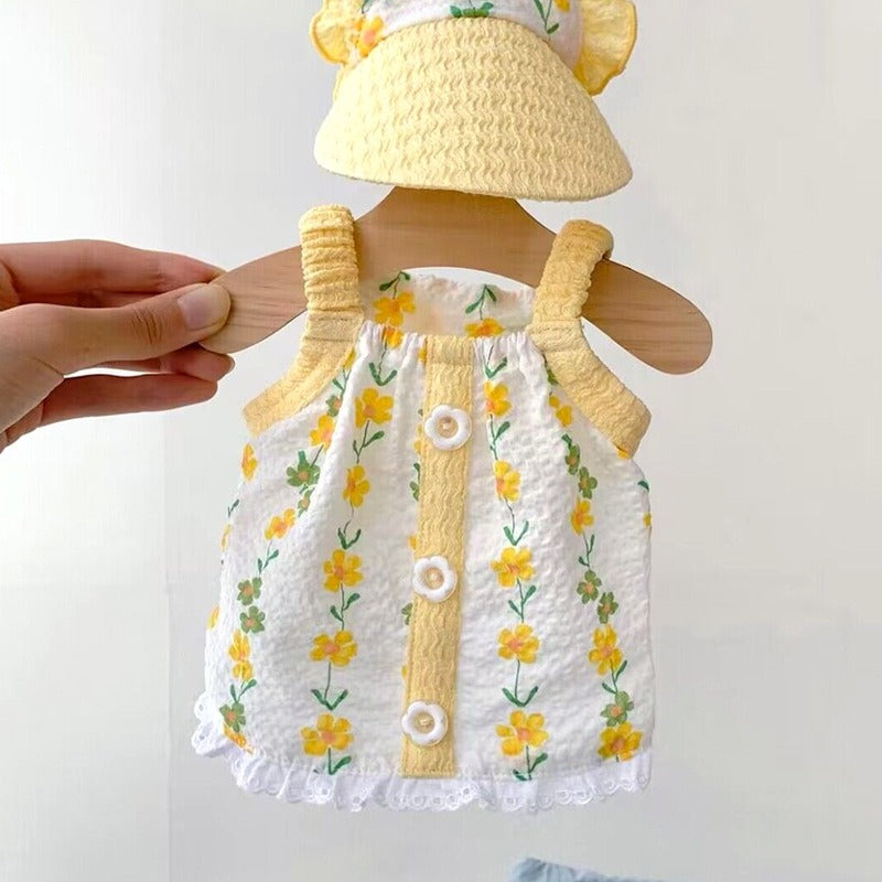 Mini floral pet dog summer outfit lace vest skirt button decoration princess spring outfit French bulldog cute cat outfit