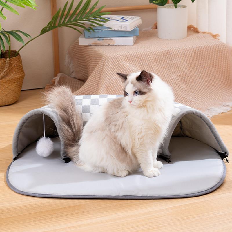 Cat Play Tunnel Detachable Cat Tunnel Toys Comfortable Furniture Cat Cave with Game Ball Zipper Closed Interactive Pet Supplies
