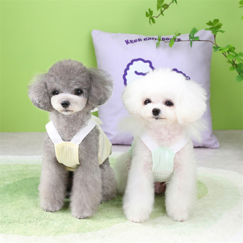 Small dog backless dress teddy bear Yorkshire pet puppy cat bow camisole dress outdoor puppy kitten pet spring and summer clothing