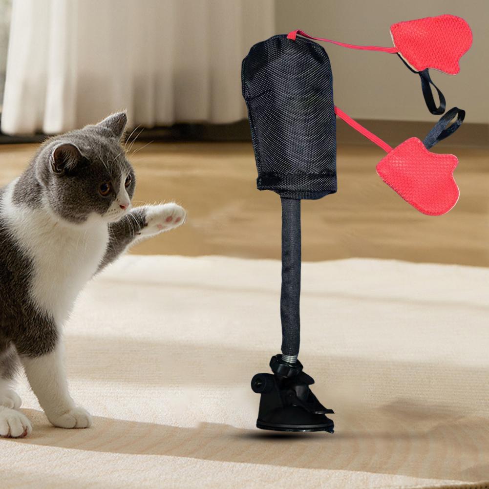 Cat Boxing Gloves Toy with Secure Suction Cup Spring Bouncing Action Cat Sandbag Toy Cat Sandbag Toy Cat Exercise Toy