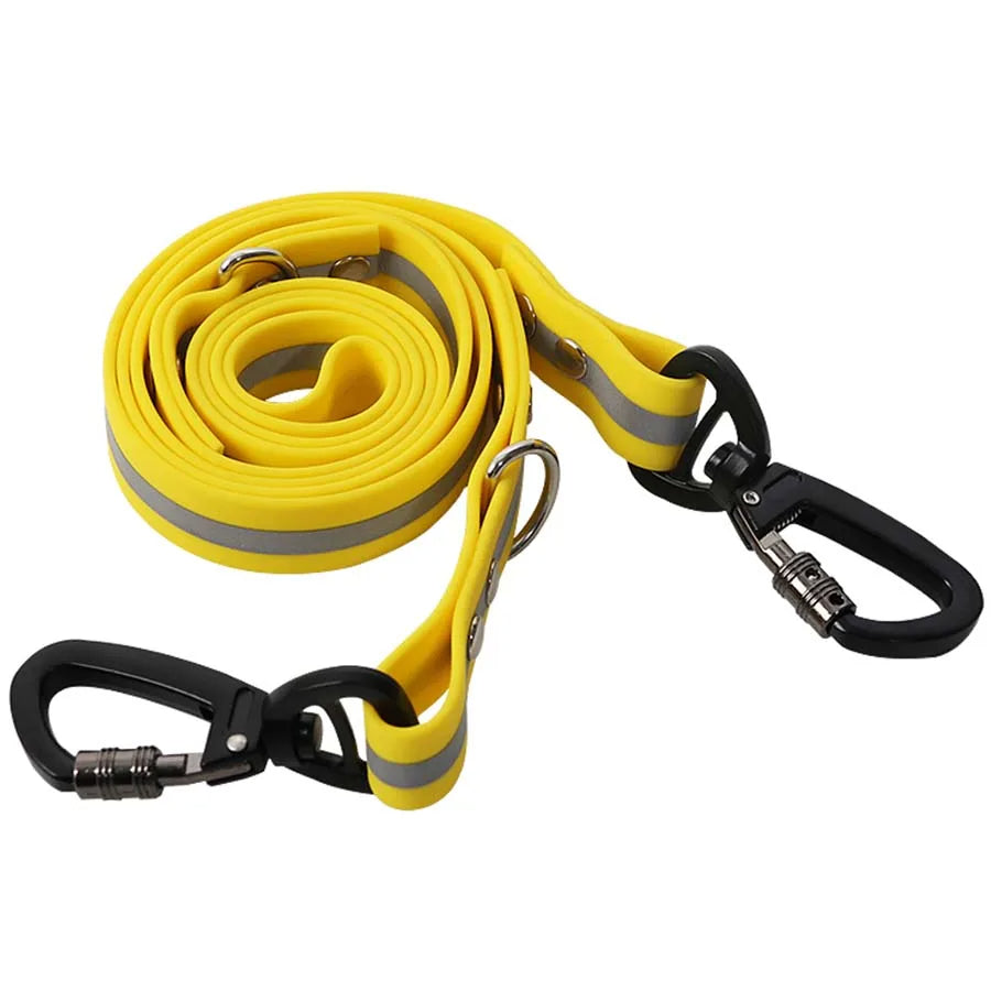 PVC Waterproof Dog Rope Reflective Dog Safety Traction Rope High Strength Locking Alloy Hook Buckle Soft Double Headed Pet Dog Chain