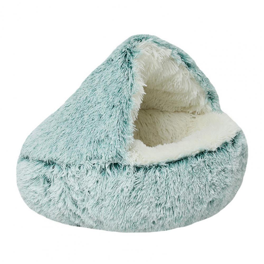 Warm Cat Bed Round Fluffy Hat Pet Bed Winter Cave Plush Comfortable Pet Nest Comfortable Artificial Fur Doughnut Cave Suitable for Small Pets