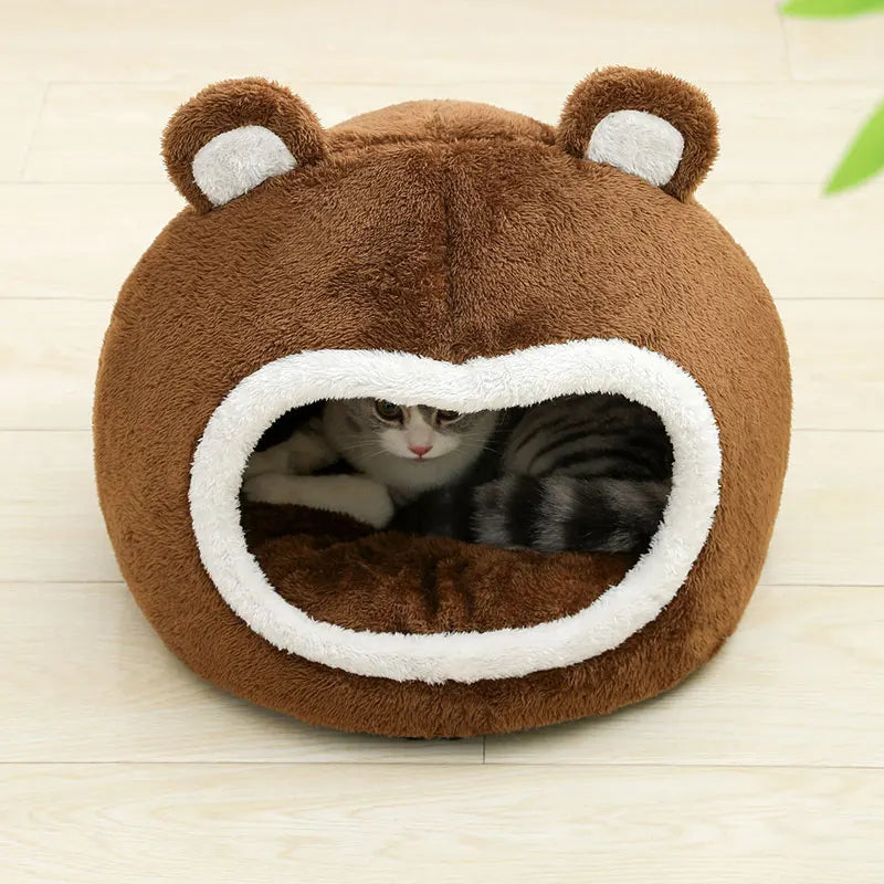 Fun cat bed, warm pet house, soft plush cat lounge chair mat, small dog tent, cave bed, comfortable cat house mat supplies