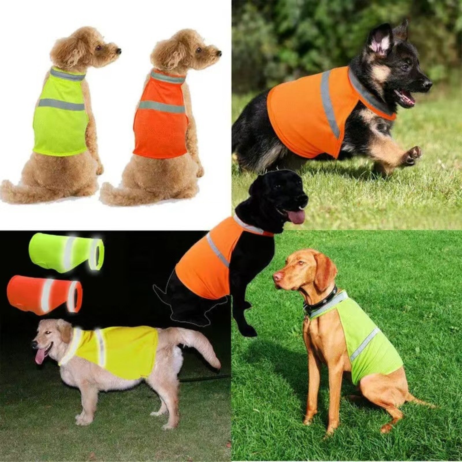 Reflective dog safety vest, breathable and adjustable visibility jacket, comfortable bright orange pet fluorescent clothing
