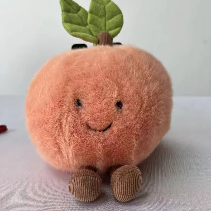 Jelly Cat Peach Pear Cherry Plush Doll Smiling Fruit Series Home Bedroom Decoration Pet Interactive Toy Birthday Gift