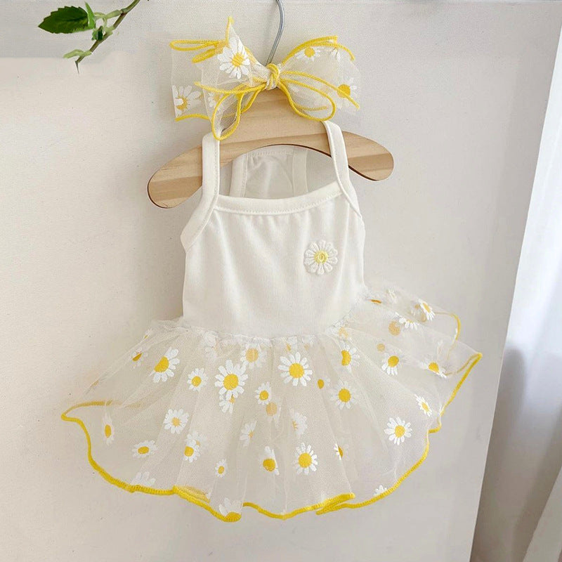 Summer Strawberry Dog Suspender Dress Pet Clothing Dog Clothes Cat Puppy Print Cute Mesh Dress Pet Supplies